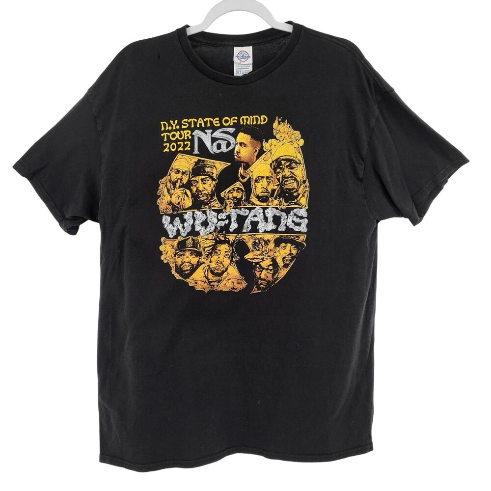 Nas & Wu-Tang Clan "N.Y. State of Mind" 2022 Concert Tour Graphic Rap Tee Sz XL
